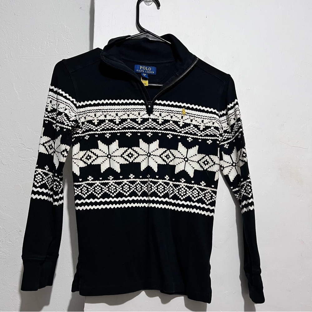 Ralph Lauren Black and White Zip-Up Sweater  :Box O: